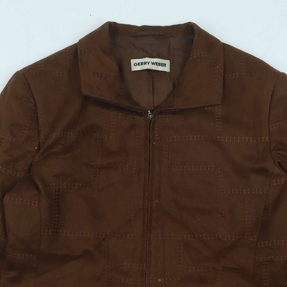Gary Webber Womens Brown Geometric Jacket Size 10 Zip