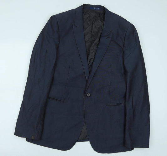 Preworn Mens Blue Polyester Jacket Suit Jacket Size 42