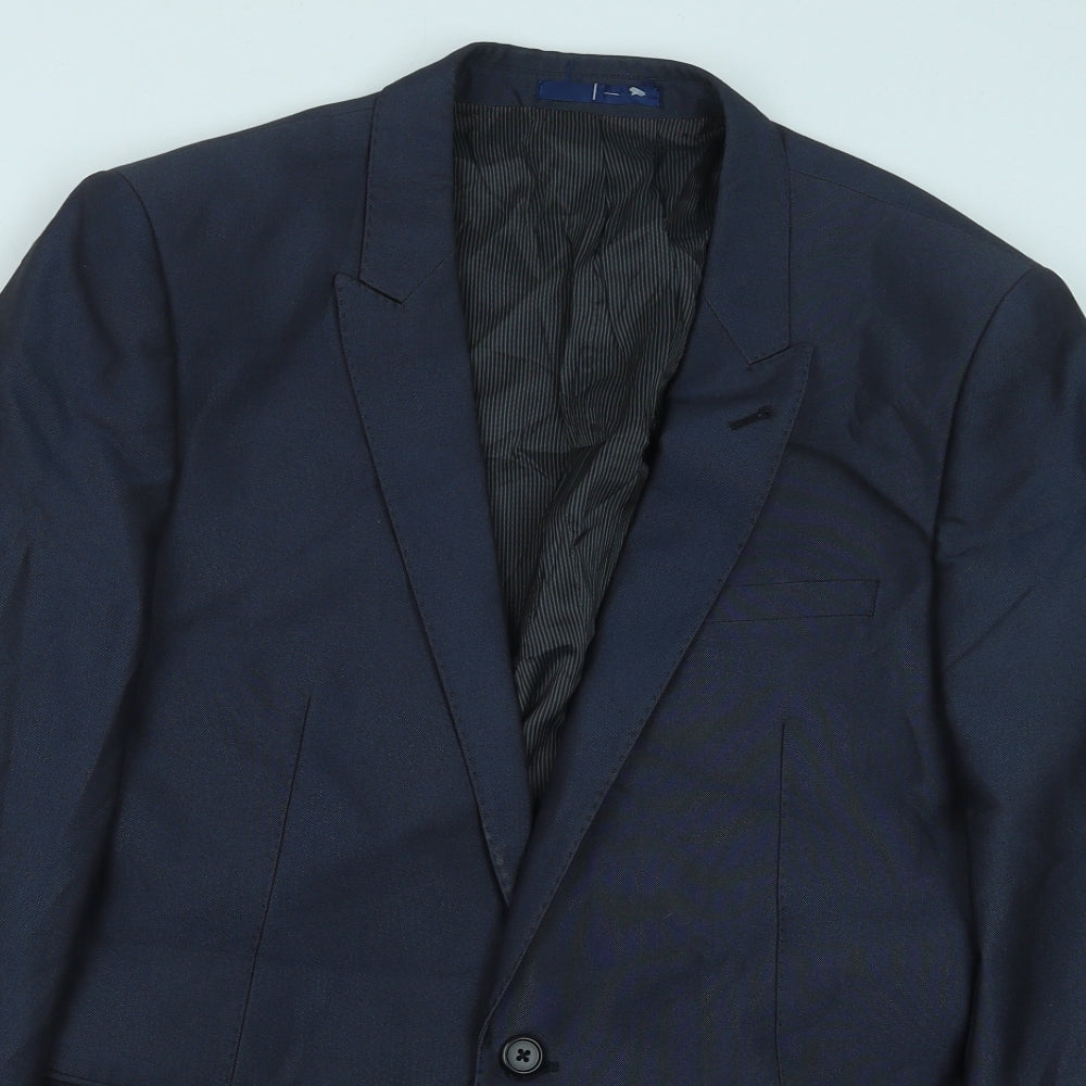 Preworn Mens Blue Polyester Jacket Suit Jacket Size 42