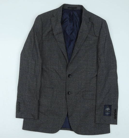 Marks and Spencer Mens Grey Geometric Polyester Jacket Suit Jacket Size 38