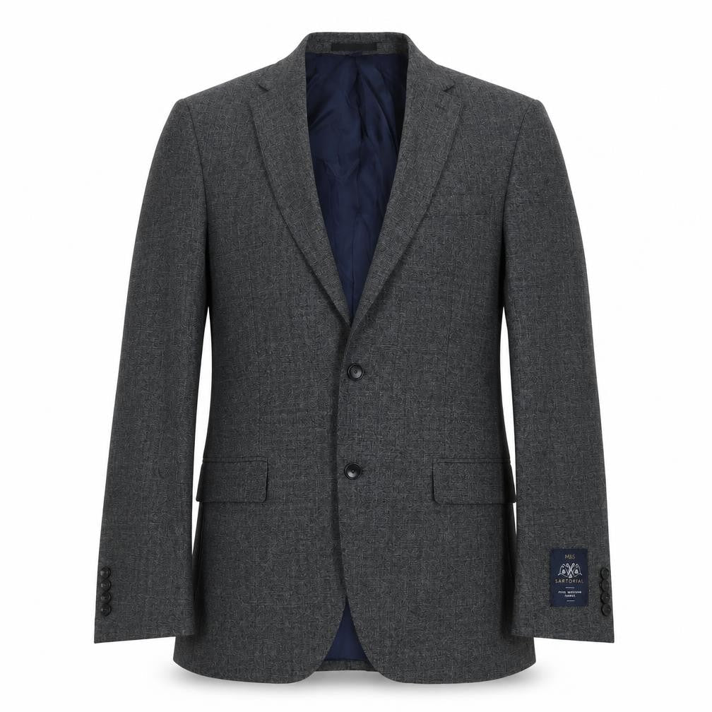 Marks & Spencer Mens Grey Geometric Polyester Jacket Suit Jacket Size 38