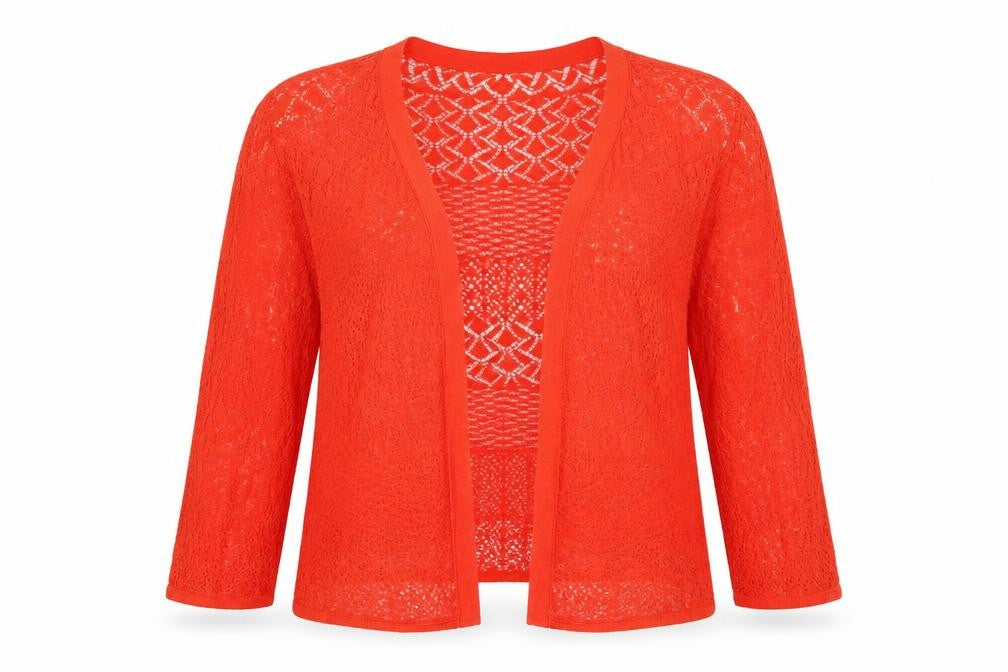 Monsoon Womens Red V-Neck Linen Cardigan Jumper Size 14