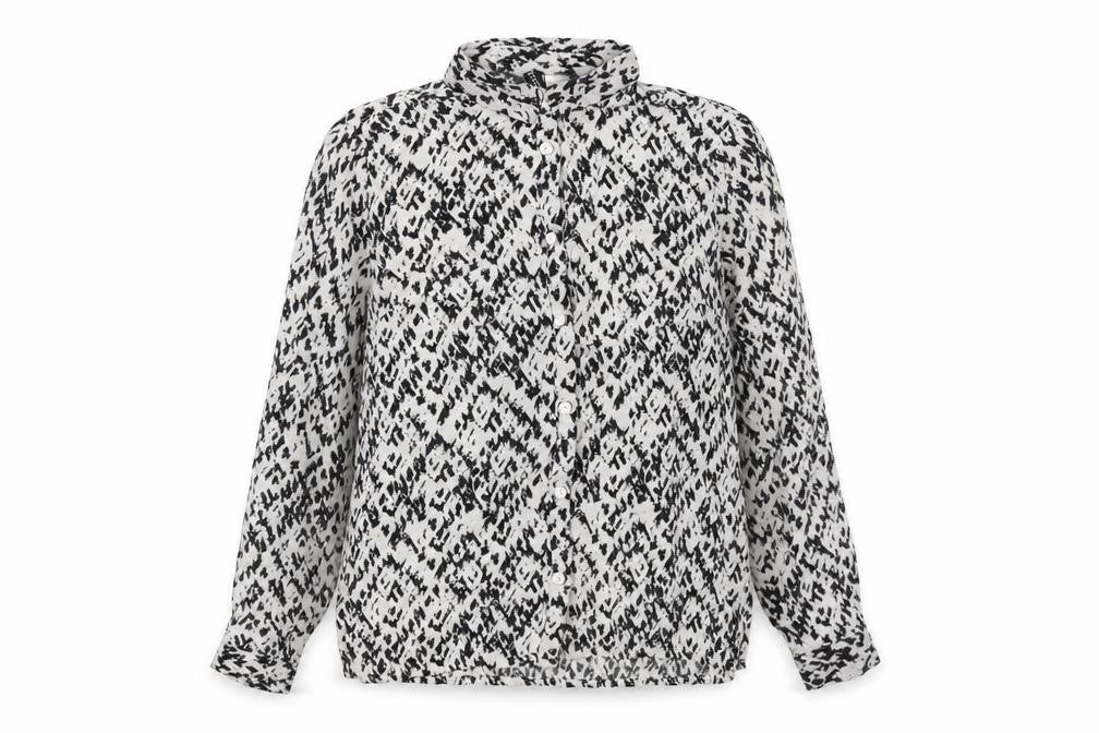 Divided Womens Black Geometric Viscose Basic Button-Up Size 4 Collared