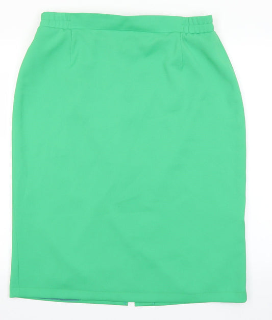 Preworn Womens Green Polyester Bandage Skirt Size 46 in Zip
