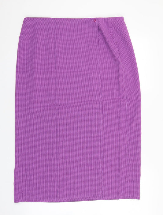 essence Womens Purple Geometric Viscose Straight & Pencil Skirt Size 36 Button