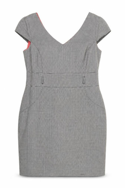 F&F Womens Black Geometric Polyester Shift Size 16 V-Neck Zip
