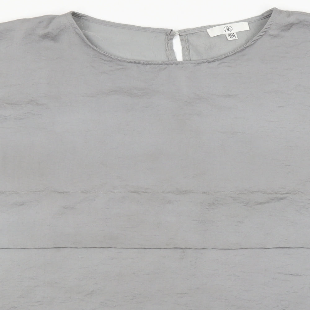 Missguided Womens Grey Polyester Basic Blouse Size 16 Round Neck