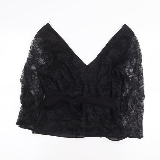 Monsoon Womens Black Nylon Basic Blouse Size 12 V-Neck