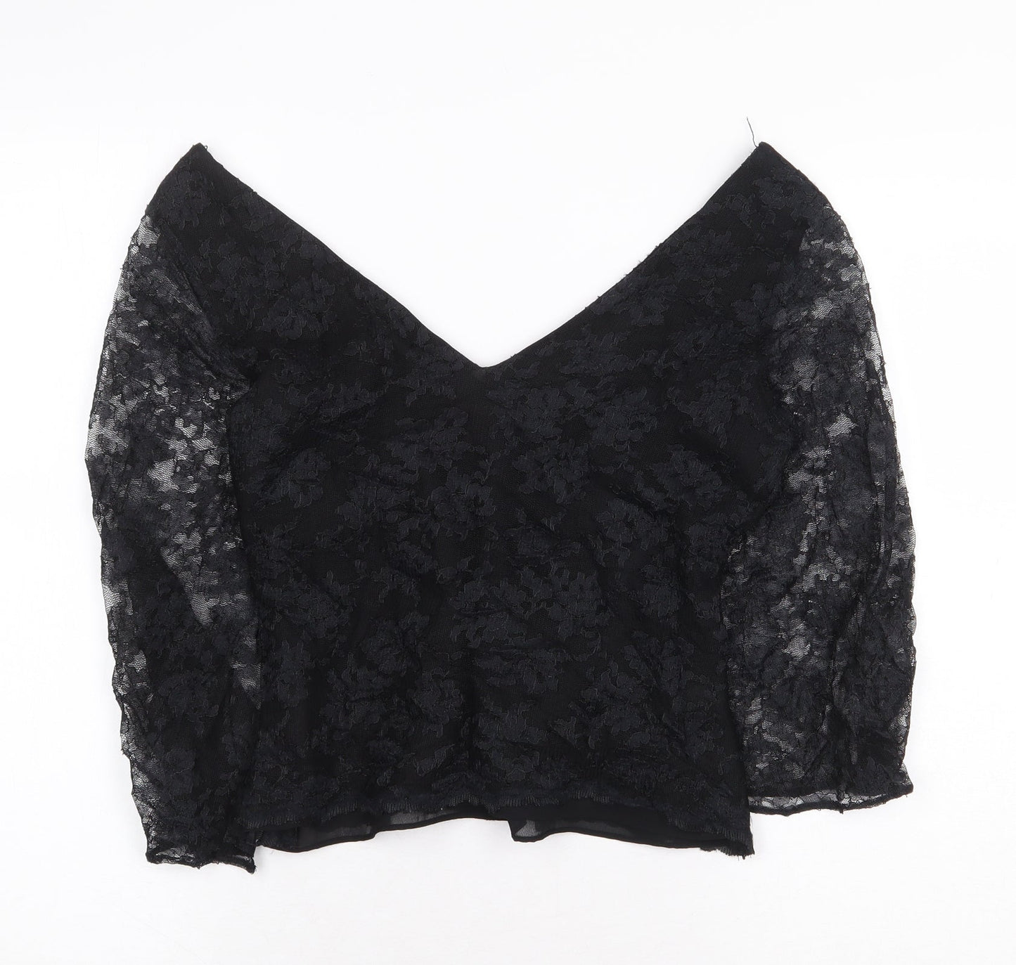 Monsoon Womens Black Nylon Basic Blouse Size 12 V-Neck