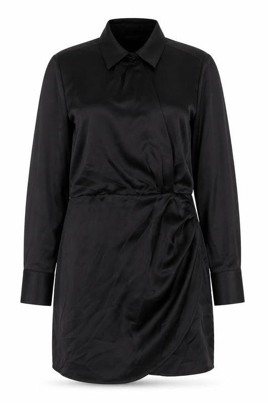 Stradivarius Womens Black Herringbone Polyester Shift Size S Collared Zip