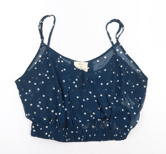 Pins & Needles Womens Blue Polka Dot Polyester Cropped Tank Size M Round Neck