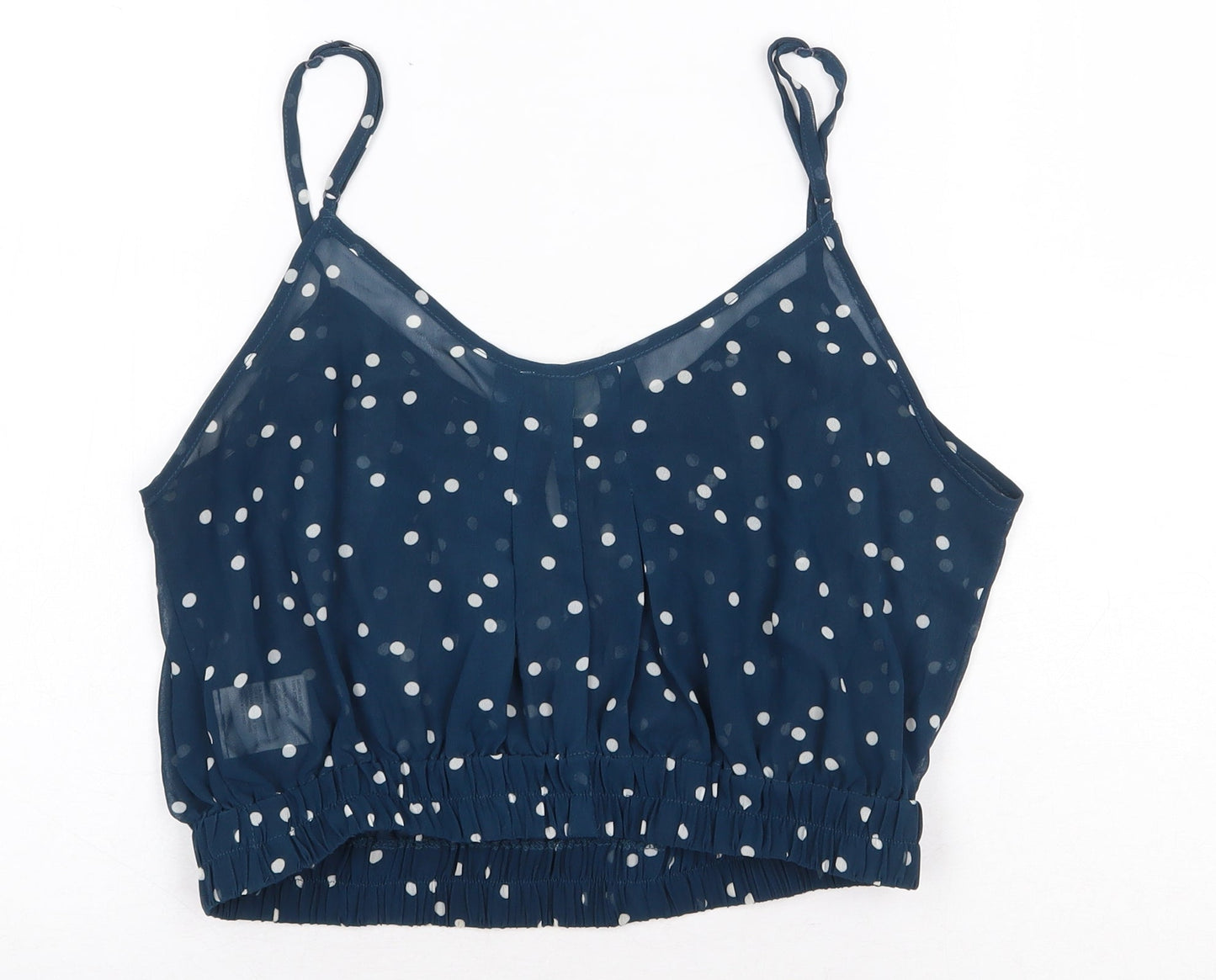 Pins & Needles Womens Blue Polka Dot Polyester Cropped Tank Size M Round Neck