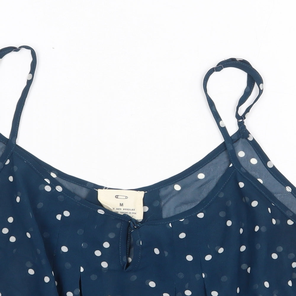 Pins & Needles Womens Blue Polka Dot Polyester Cropped Tank Size M Round Neck