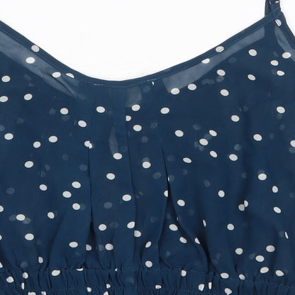 Pins & Needles Womens Blue Polka Dot Polyester Cropped Tank Size M Round Neck