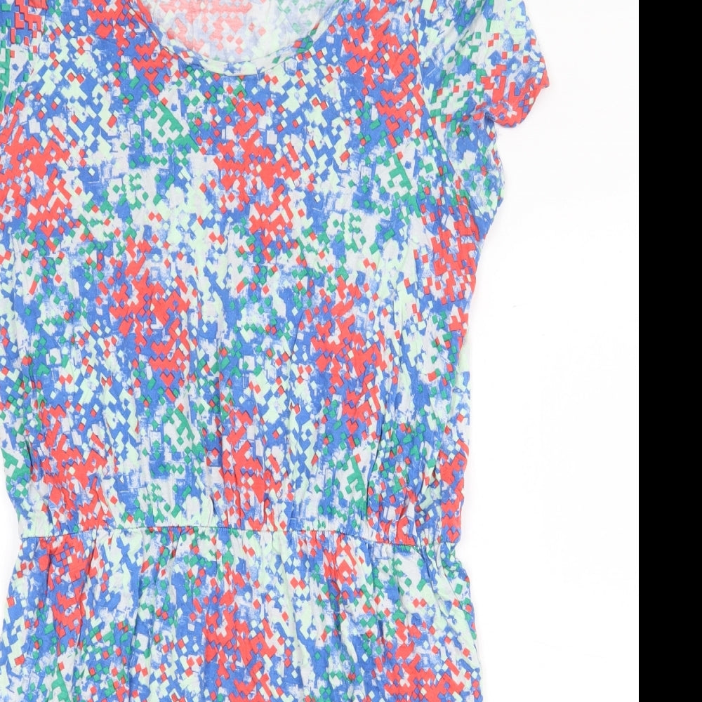 Limited Collection Womens Multicoloured Geometric Viscose T-Shirt Dress Size 14 Boat Neck Pullover