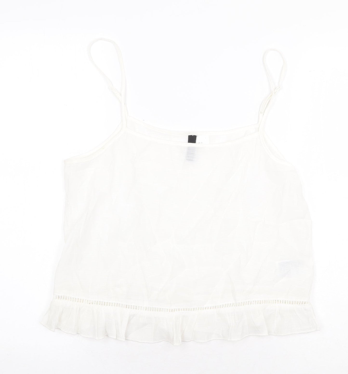 H&M Womens White Viscose Basic Tank Size 10 Round Neck