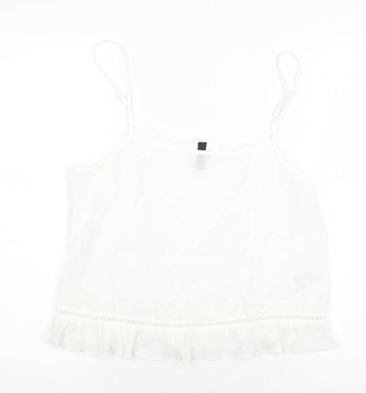 H&M Womens White Viscose Basic Tank Size 10 Round Neck