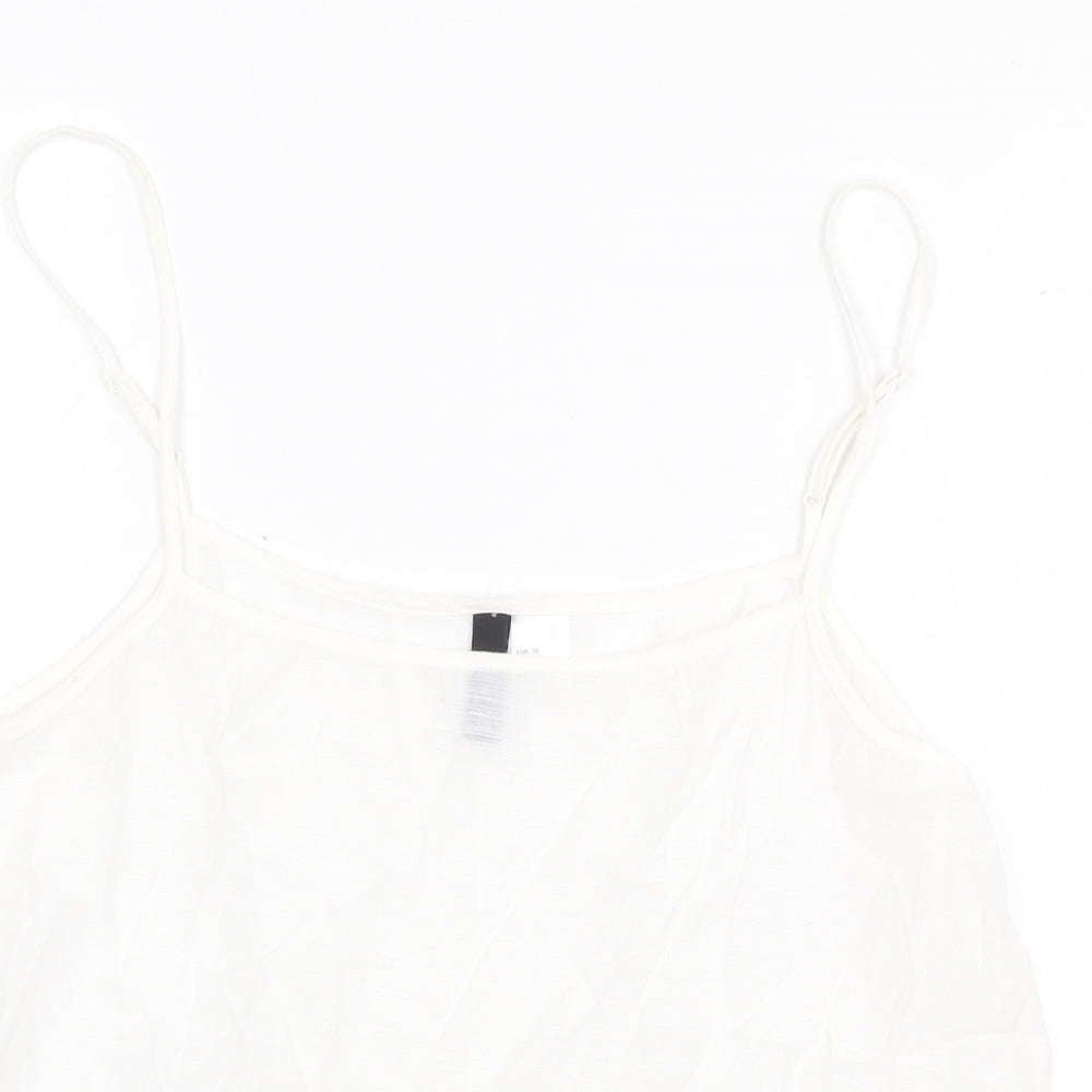 H&M Womens White Viscose Basic Tank Size 10 Round Neck