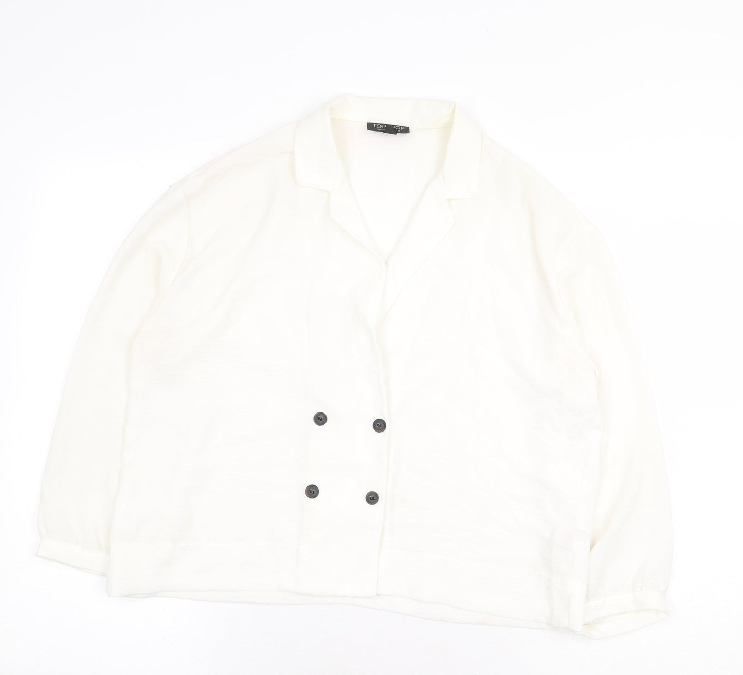 Topshop Womens White Polyester Basic Blouse Size 12 Collared