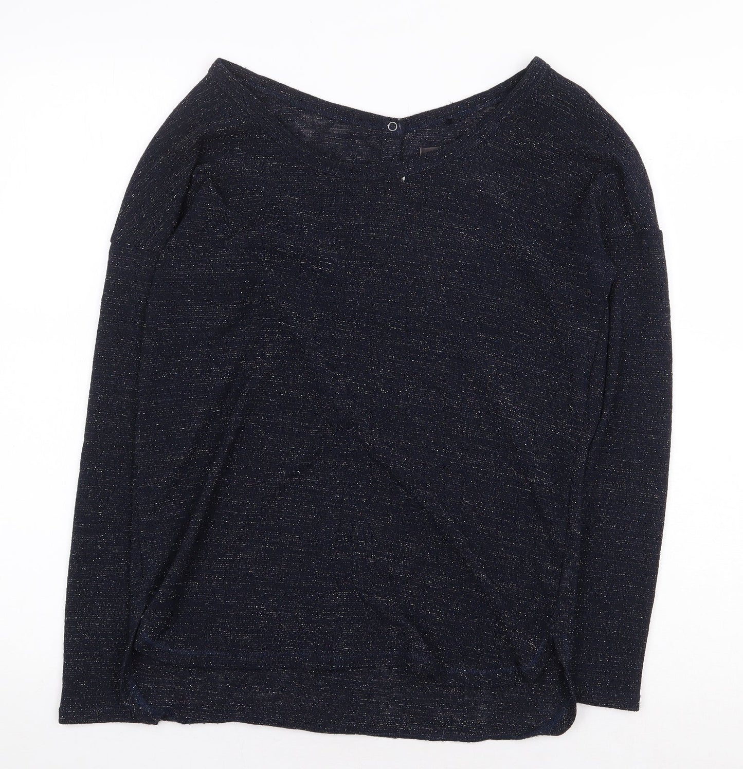 NEXT Womens Blue Polyester Basic T-Shirt Size 6 V-Neck
