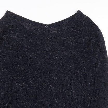 Next Womens Blue Polyester Basic T-Shirt Size 6 V-Neck