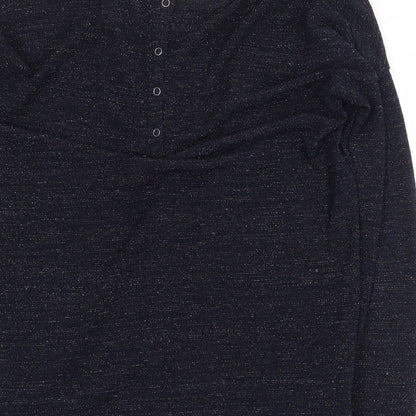 Next Womens Blue Polyester Basic T-Shirt Size 6 V-Neck