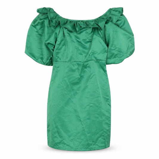 New Look Womens Green Polyester Pencil Dress Size 8 Off the Shoulder Zip