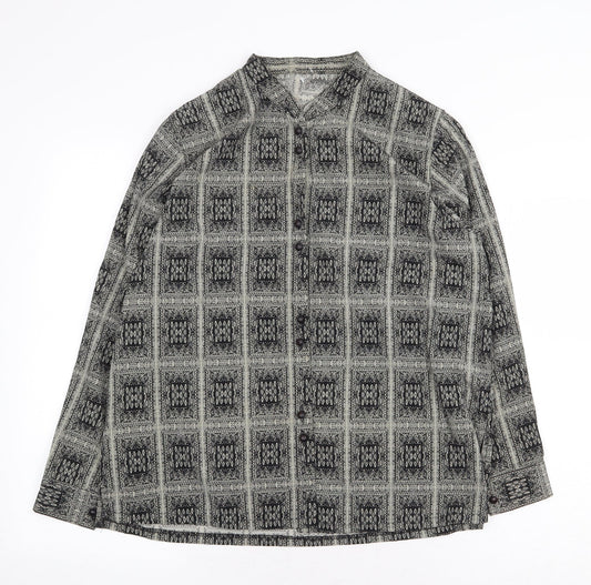 Preworn Womens Multicoloured Geometric Polyester Basic Button-Up Size M Round Neck