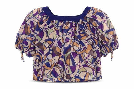 Atmosphere Womens Multicoloured Geometric Polyester Cropped Blouse Size 12 Square Neck
