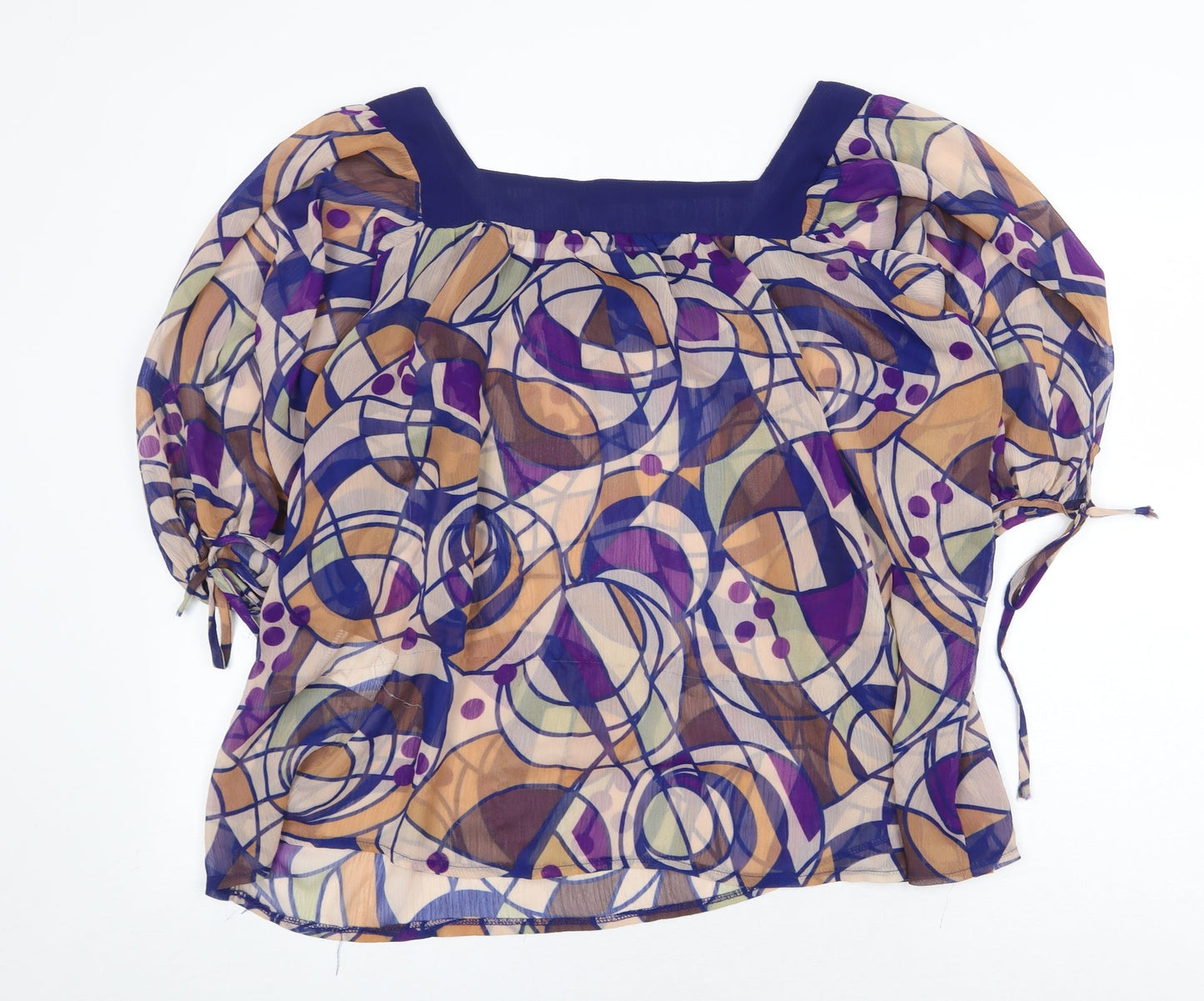 Atmosphere Womens Multicoloured Geometric Polyester Cropped Blouse Size 12 Square Neck