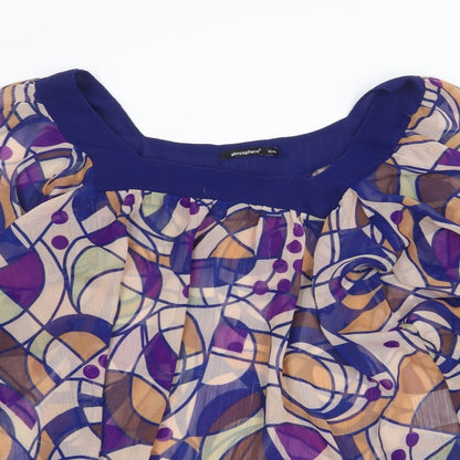Atmosphere Womens Multicoloured Geometric Polyester Cropped Blouse Size 12 Square Neck