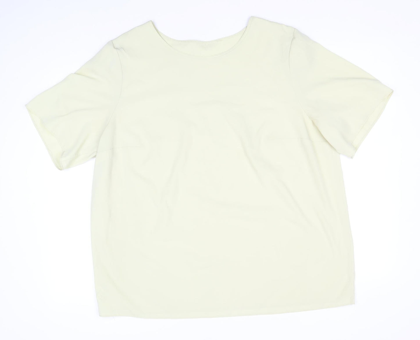 Preworn Womens Beige Polyester Basic T-Shirt Size 20 Round Neck