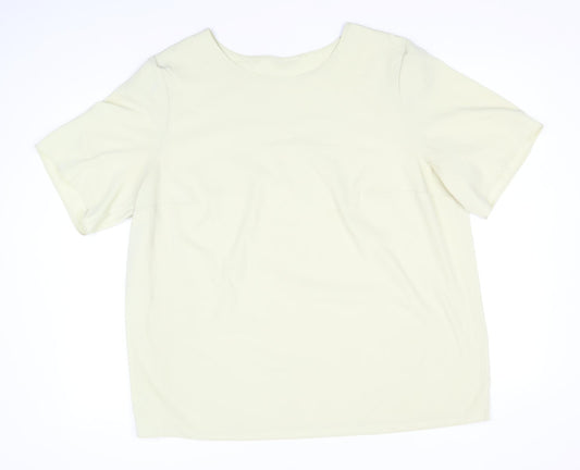 Preworn Womens Beige Polyester Basic T-Shirt Size 20 Round Neck