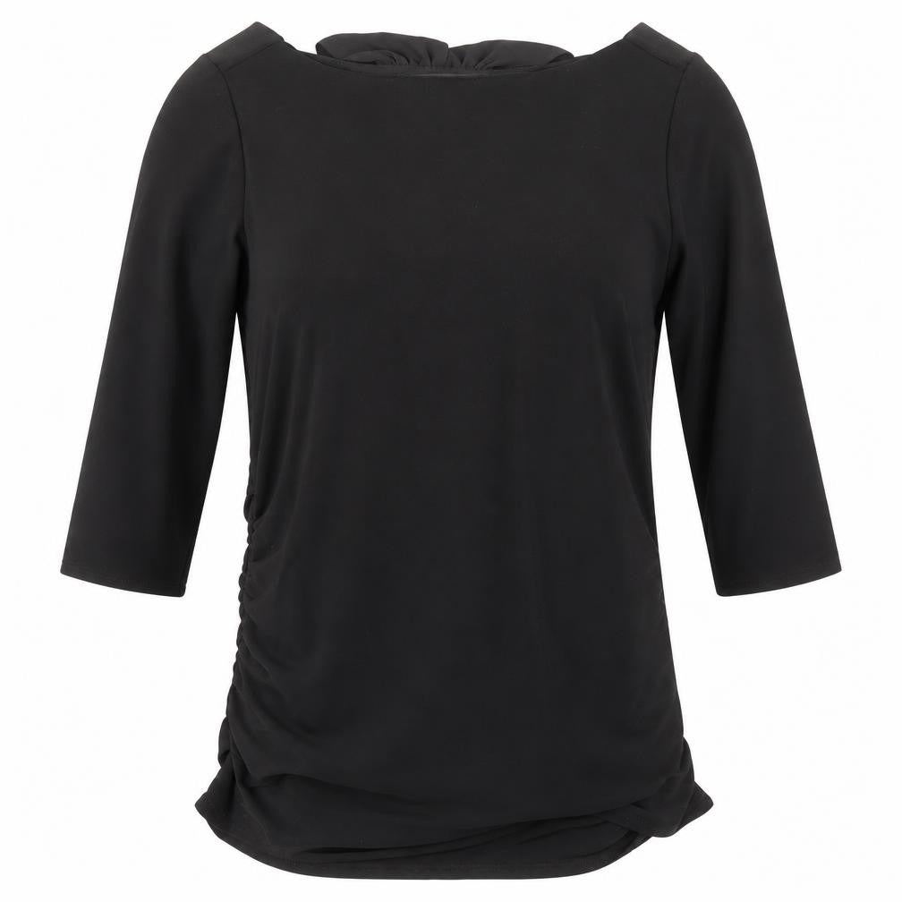 Coast Womens Black Polyester Basic Blouse Size 8 Boat Neck