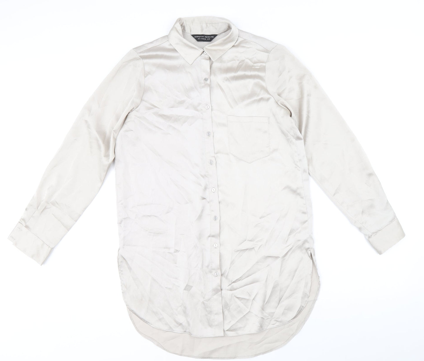 Dorothy Perkins Womens Gold Polyester Basic Button-Up Size 10 Collared