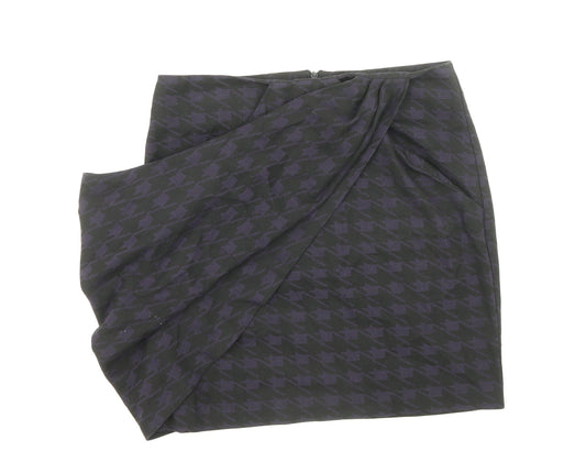 Topshop Womens Black Geometric Viscose Bandage Skirt Size 10 Zip