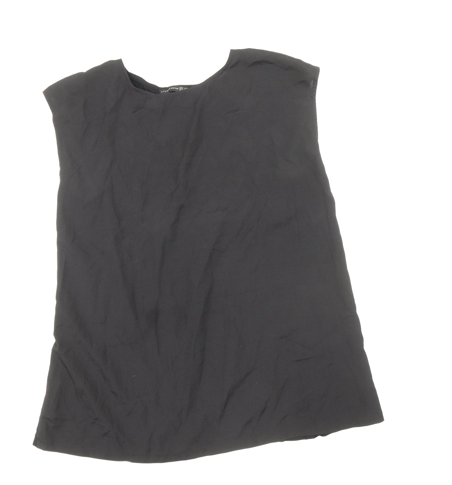 Atmosphere Womens Black Polyester Basic Blouse Size 12 Boat Neck