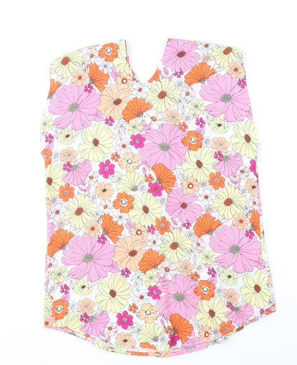 Marks & Spencer Womens Multicoloured Floral Polyester Basic Blouse Size 6 V-Neck