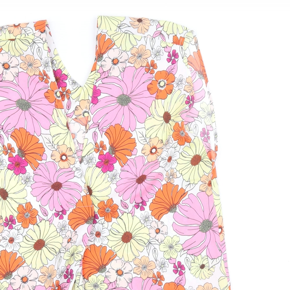 Marks and Spencer Womens Multicoloured Floral Polyester Basic Blouse Size 6 V-Neck