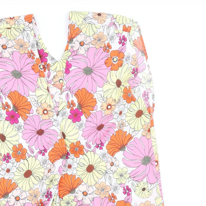 Marks & Spencer Womens Multicoloured Floral Polyester Basic Blouse Size 6 V-Neck