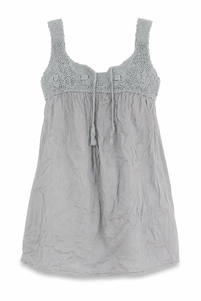 LERROS Womens Grey Geometric Cotton Basic Tank Size 10 Scoop Neck