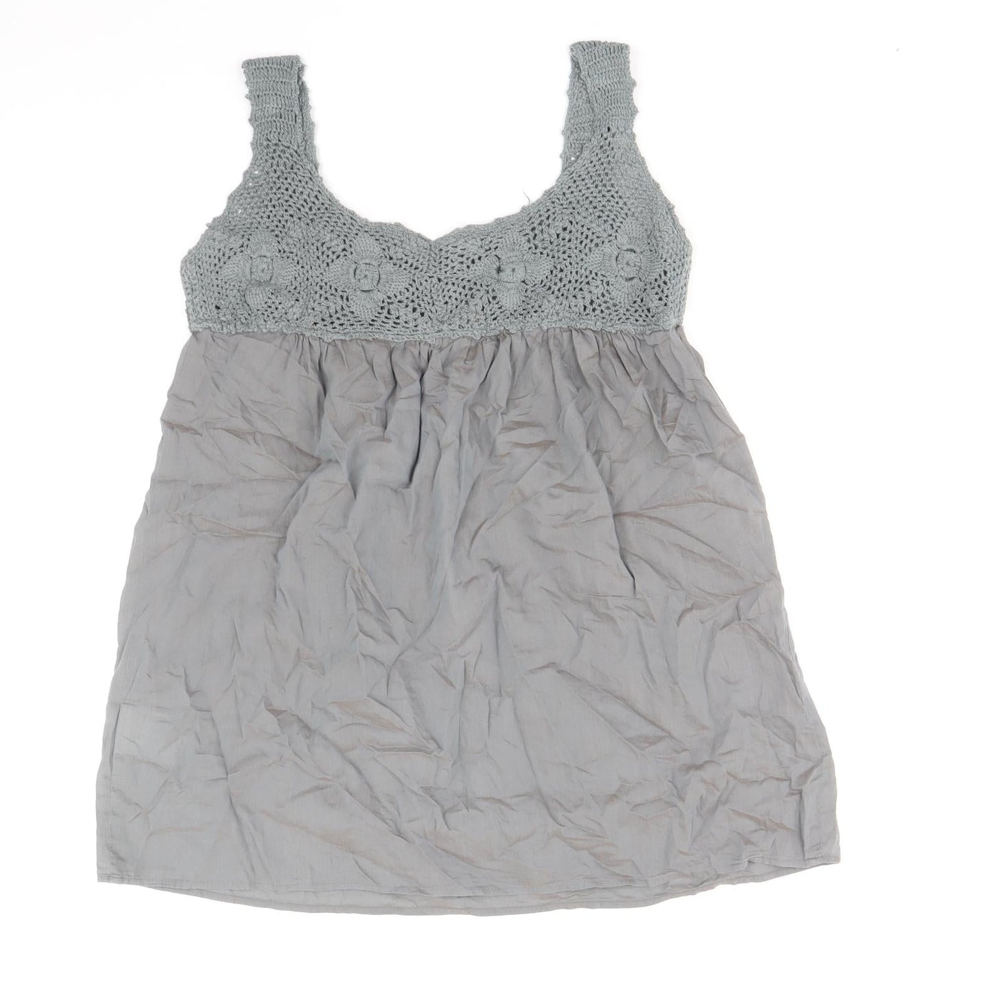 LERROS Womens Grey Geometric Cotton Basic Tank Size 10 Scoop Neck