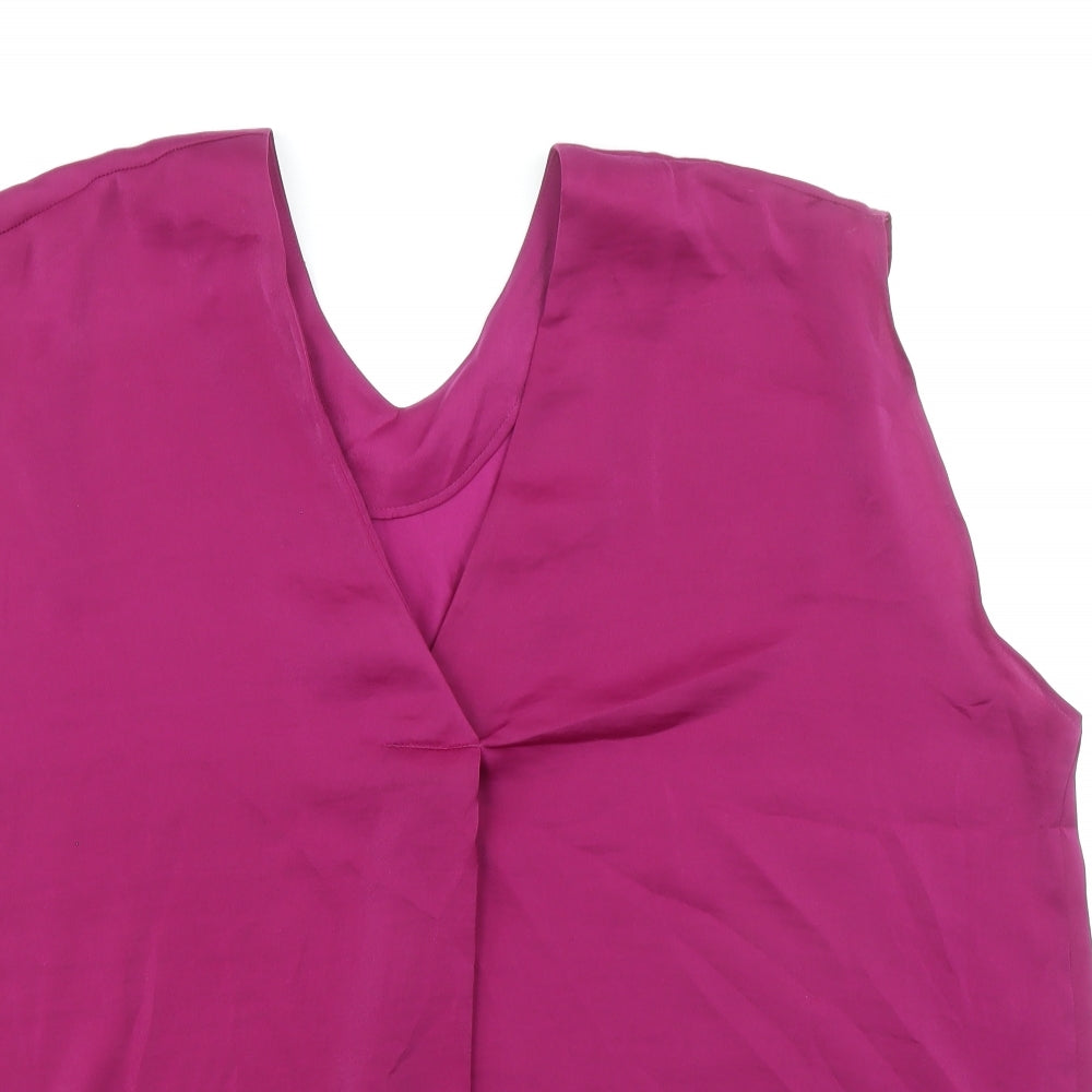 Marks and Spencer Womens Purple Polyester Basic Blouse Size 18 V-Neck