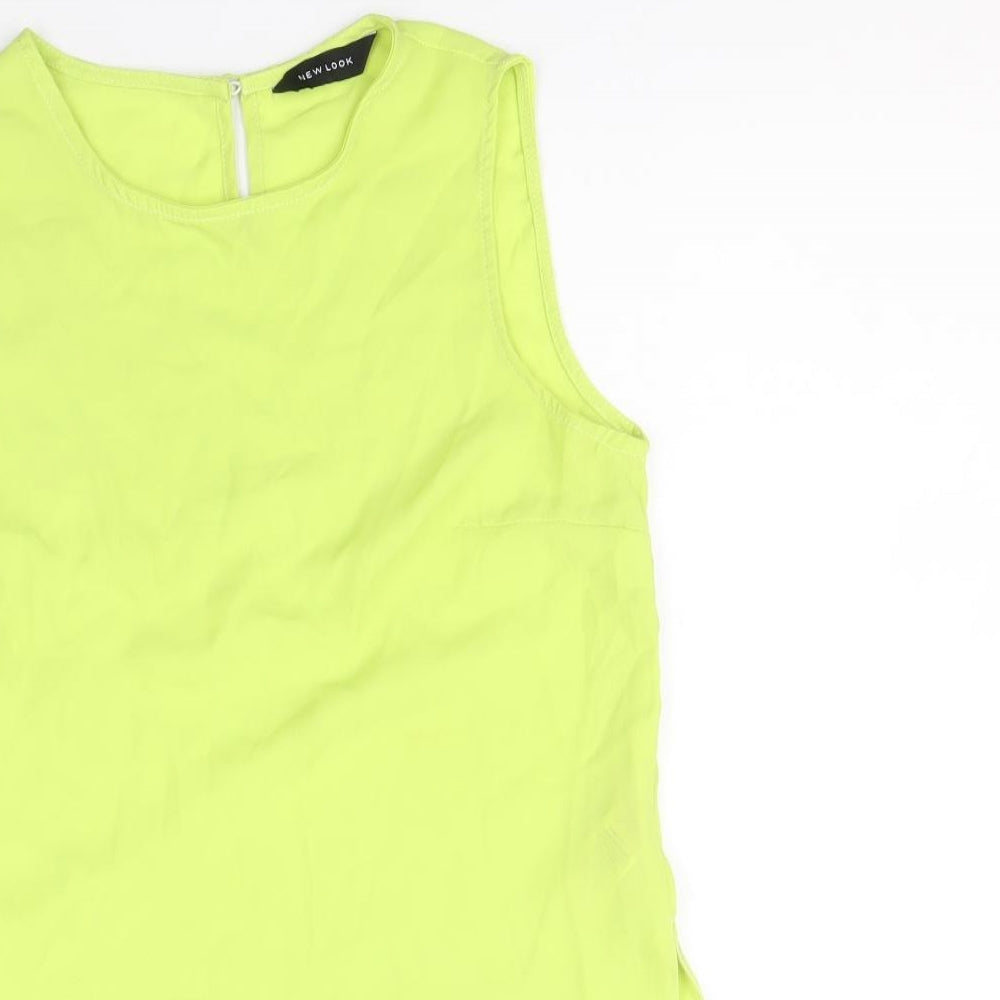 New Look Womens Green Polyester Basic Tank Size 8 Round Neck