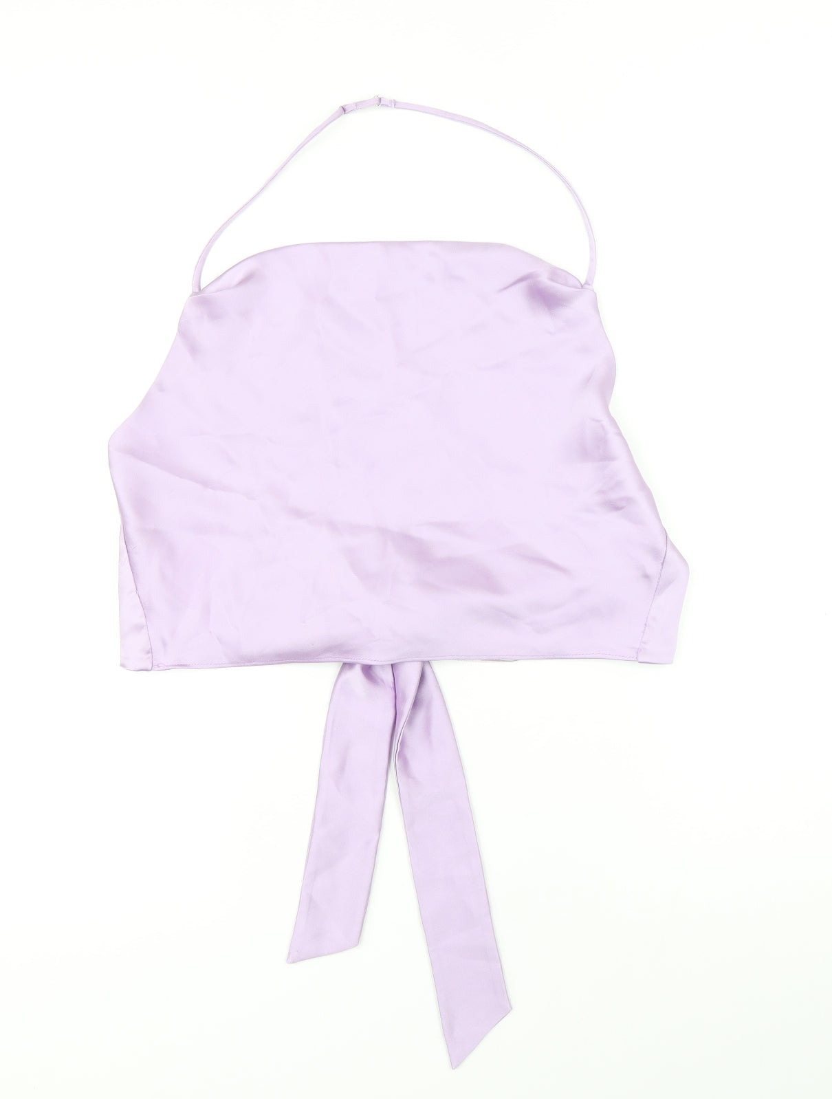 Zara Womens Purple Polyester Cropped Blouse Size L Halter