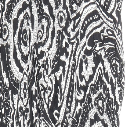 Quiz Womens Black Geometric Viscose Trousers Size S Regular Drawstring