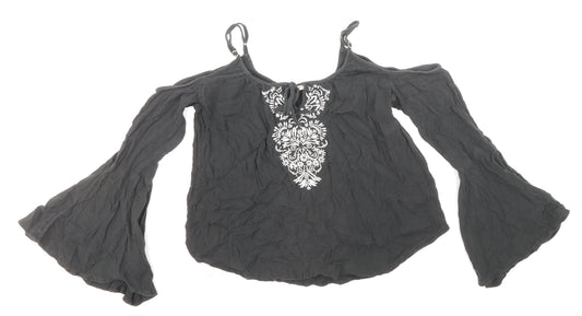 Hollister Womens Grey Viscose Basic Blouse Size XS Round Neck