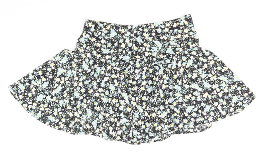 Zara Womens Multicoloured Geometric Polyester Flare Skirt Size M Zip