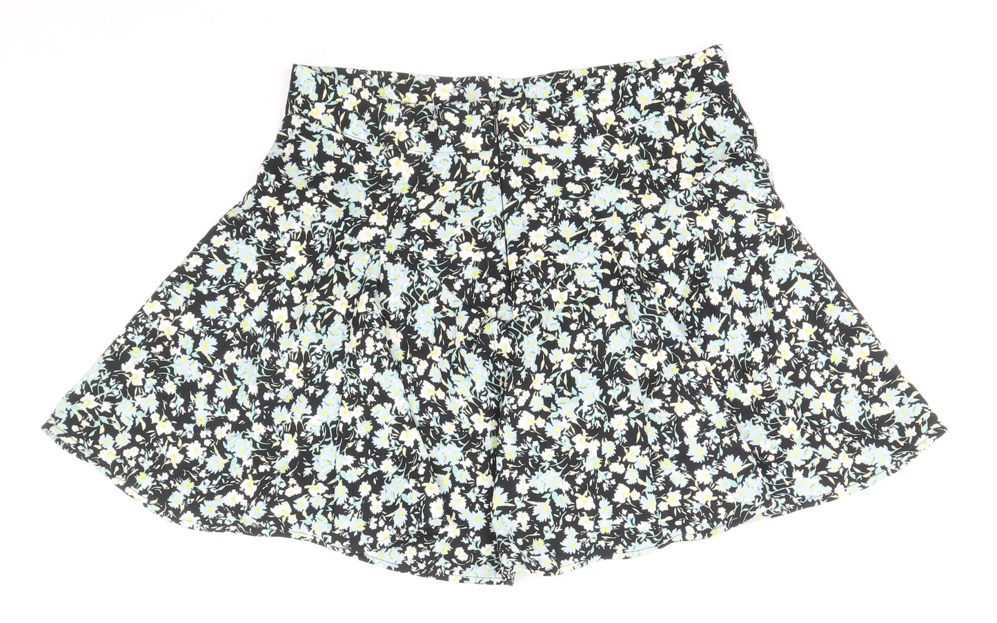 Zara Womens Multicoloured Geometric Polyester Flare Skirt Size M Zip