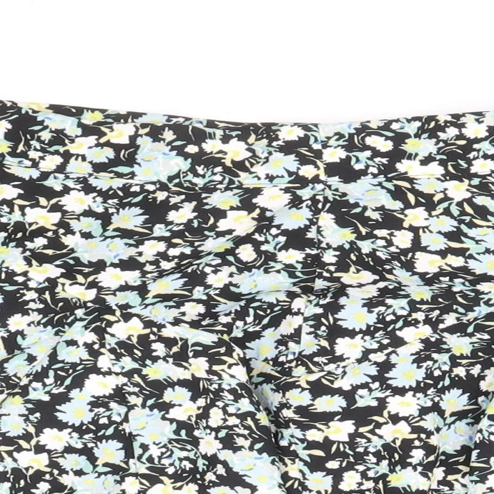 Zara Womens Multicoloured Geometric Polyester Flare Skirt Size M Zip